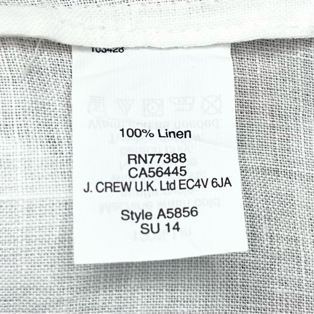 J. Crew White Linen Blouse with Blue Floral Embroidery - Picture 6 of 6